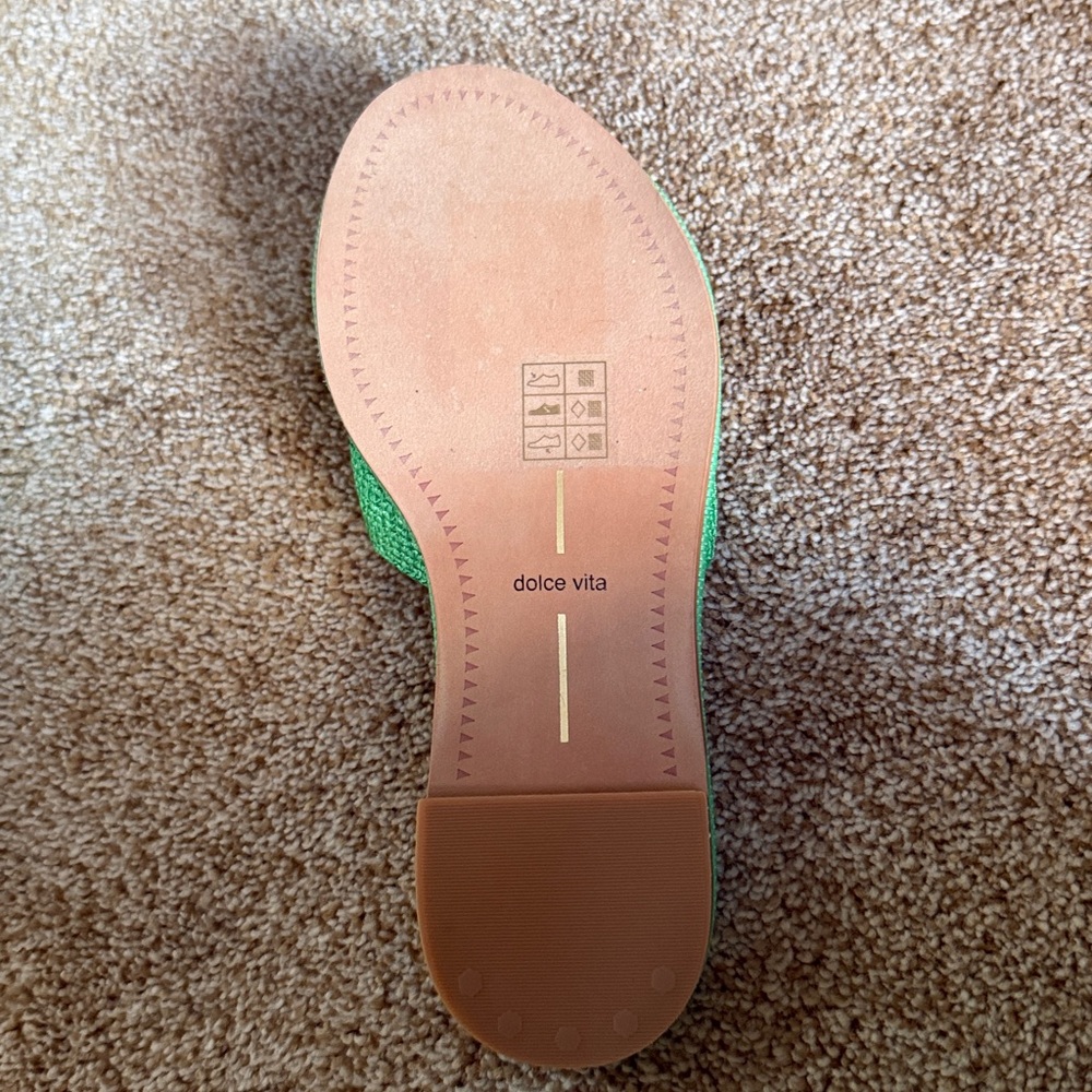 Dolce Vita Atomic Raffia Slide Sandal Seaglass Green Size 6 - Picture 4 of 5